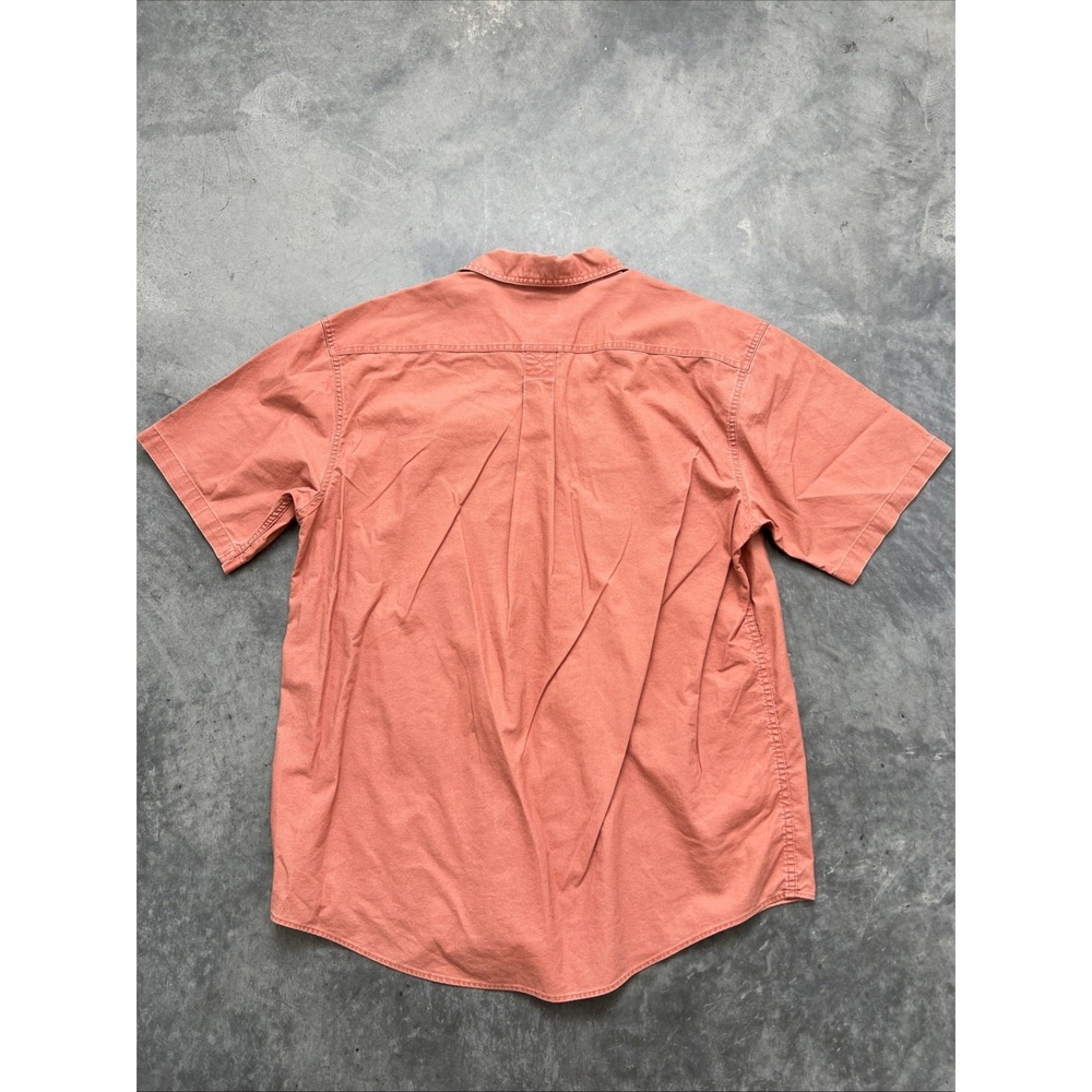 L.L. Bean Mens Traditional Fit Pink Peach Large Short Sleeved Button Down Shirt - Picture 5 of 5